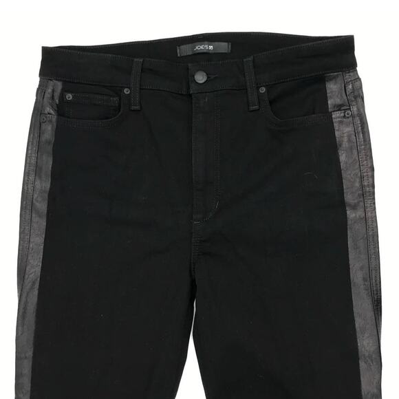 Joe's Black Waxed Side Stripe Regan Flawless The Charlie High Rise Skinny 31 - Picture 2 of 8